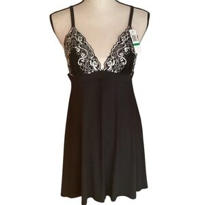 NWT Jezebel Black Demeure Babydoll Chemise,‎ Size Large Lace